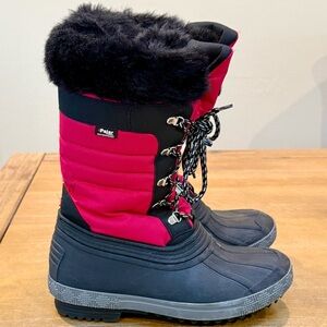 Pajar Womens Olga Waterproof Winter Boot Faux Fur Lining Side Zip Hot Pink Sz 8L